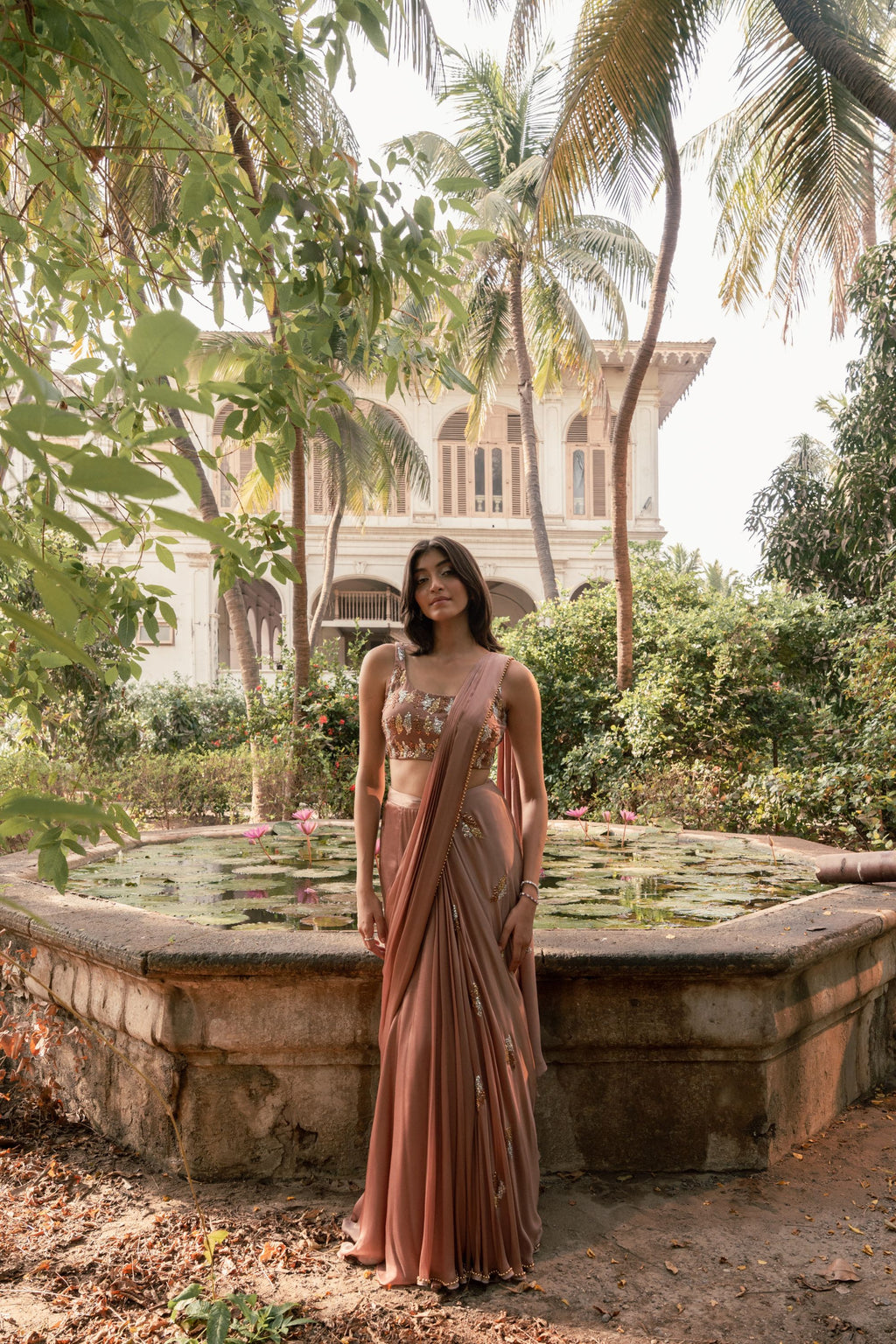 Golden Mogra Drape Saree