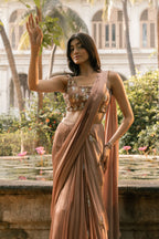 Golden Mogra Drape Saree