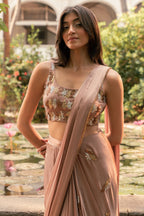 Golden Mogra Drape Saree