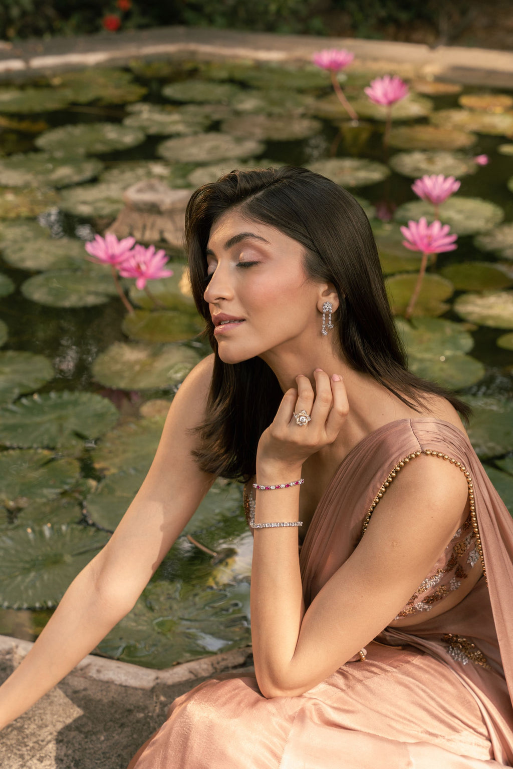 Golden Mogra Drape Saree