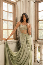Sage Green Corset Saree