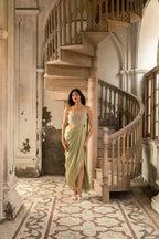 Olive Blossom Saree Gown