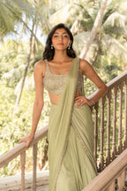Sage Green Fishcut Saree