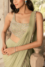 Sage Green Fishcut Saree