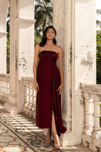 Wine Dhalia Sheath Gown