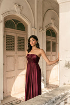 Wine Dhalia Sheath Gown