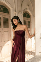 Wine Dhalia Sheath Gown