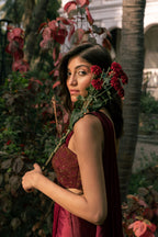 Wine Orchid Saree Gown