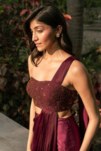 Wine Orchid Saree Gown