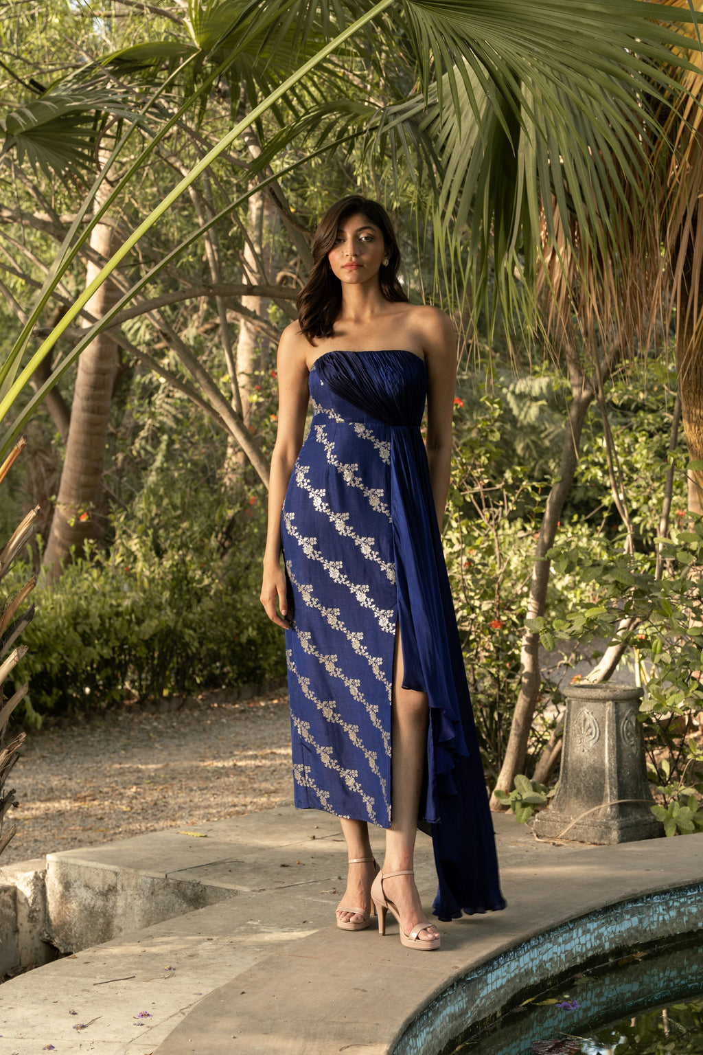 Midnight Anemone Sheath Gown