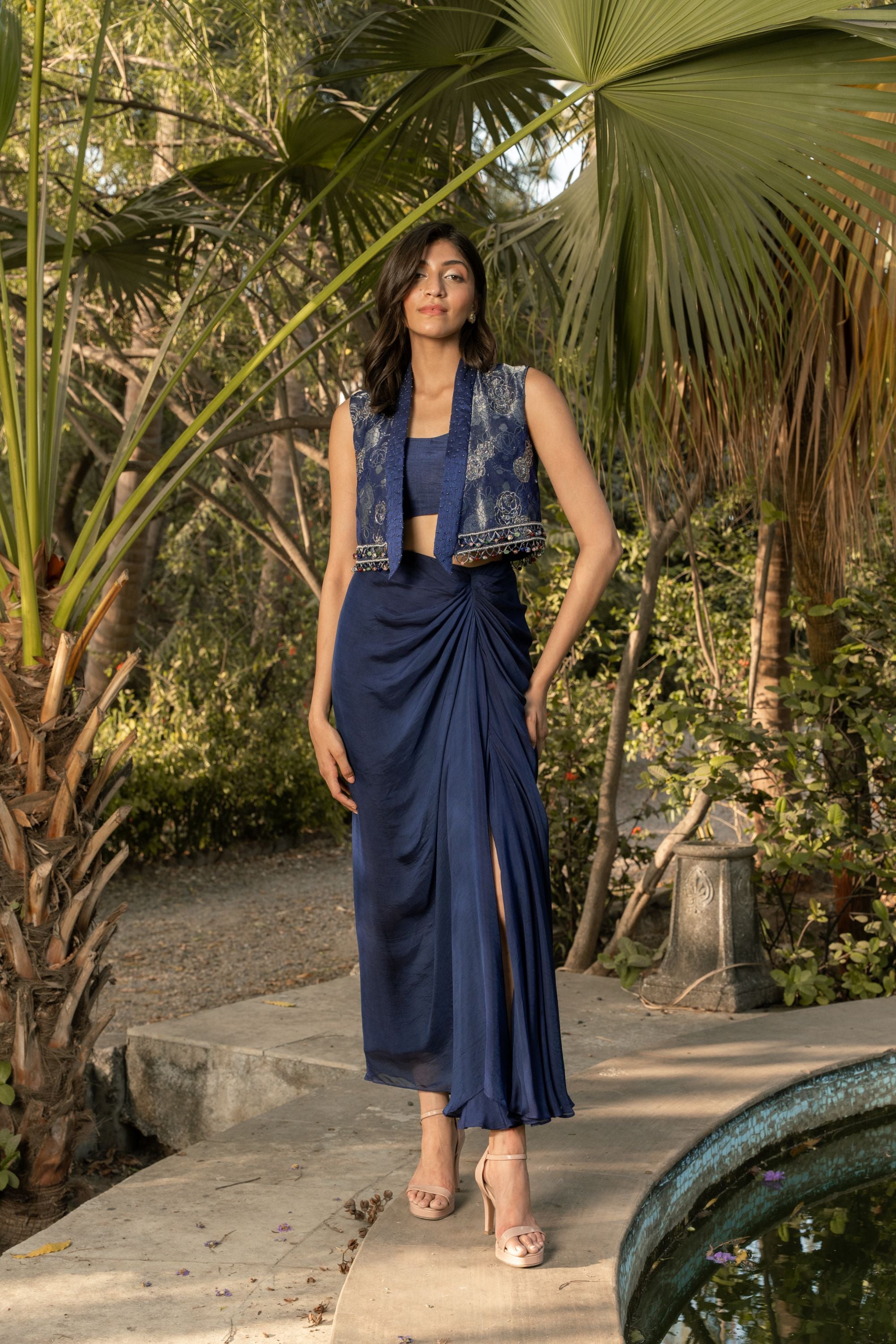 Midnight Palm Skirt Set