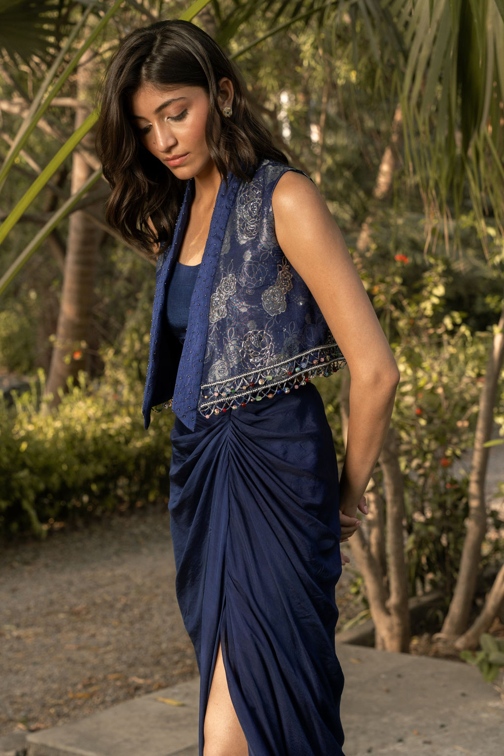 Midnight Palm Skirt Set