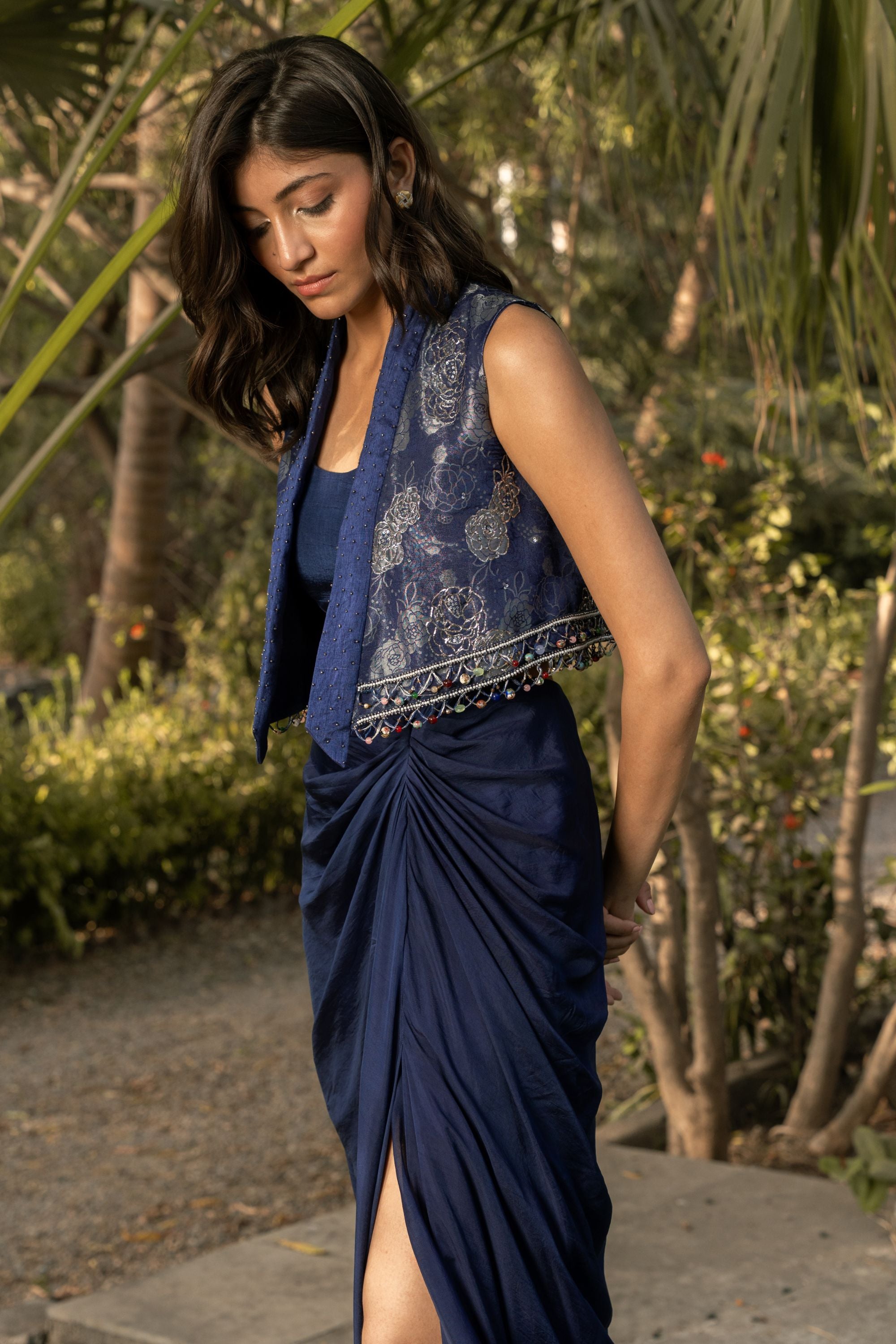 Midnight Palm Skirt Set