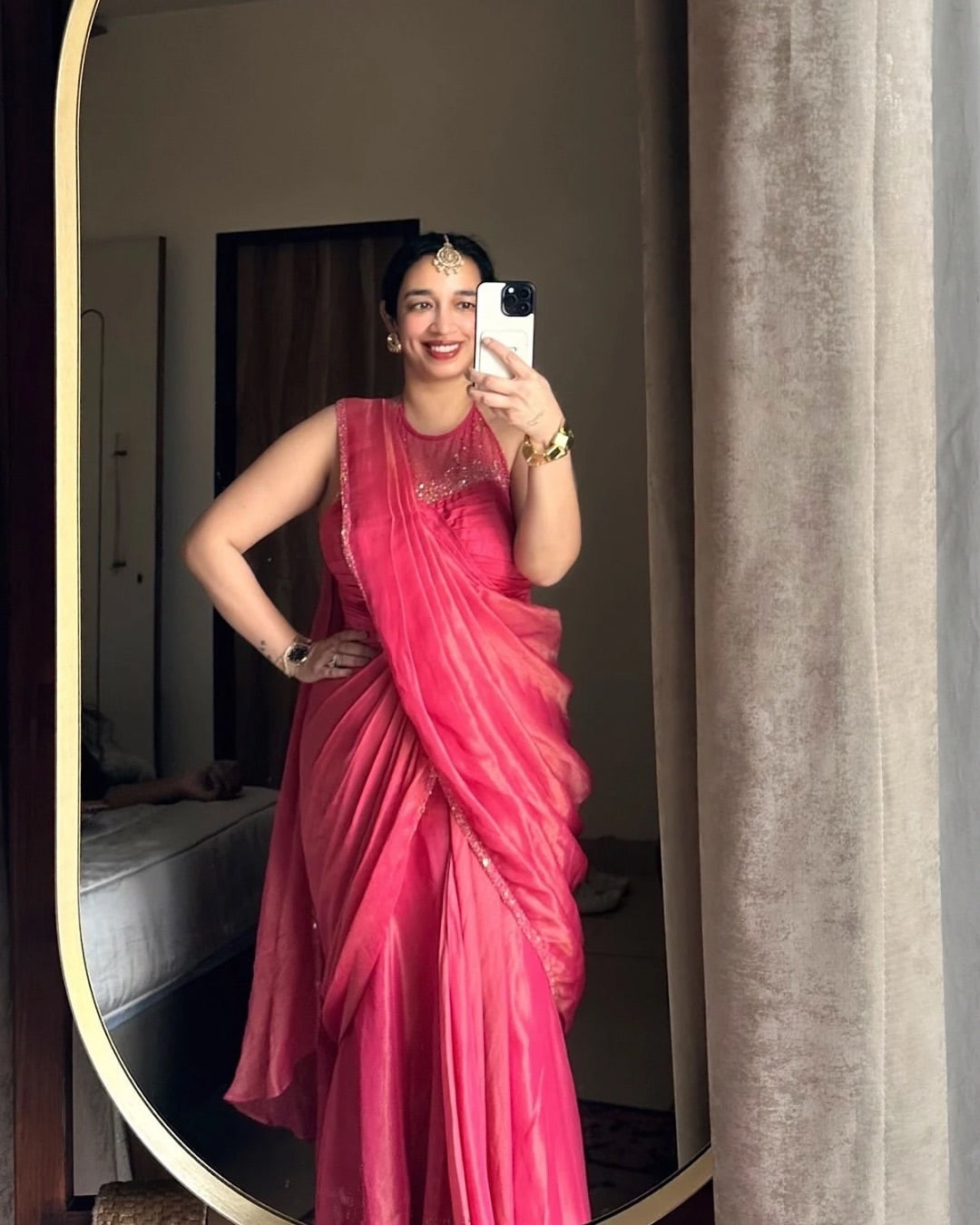 Lapetit Chef in Candy Pink Shine Draped Saree