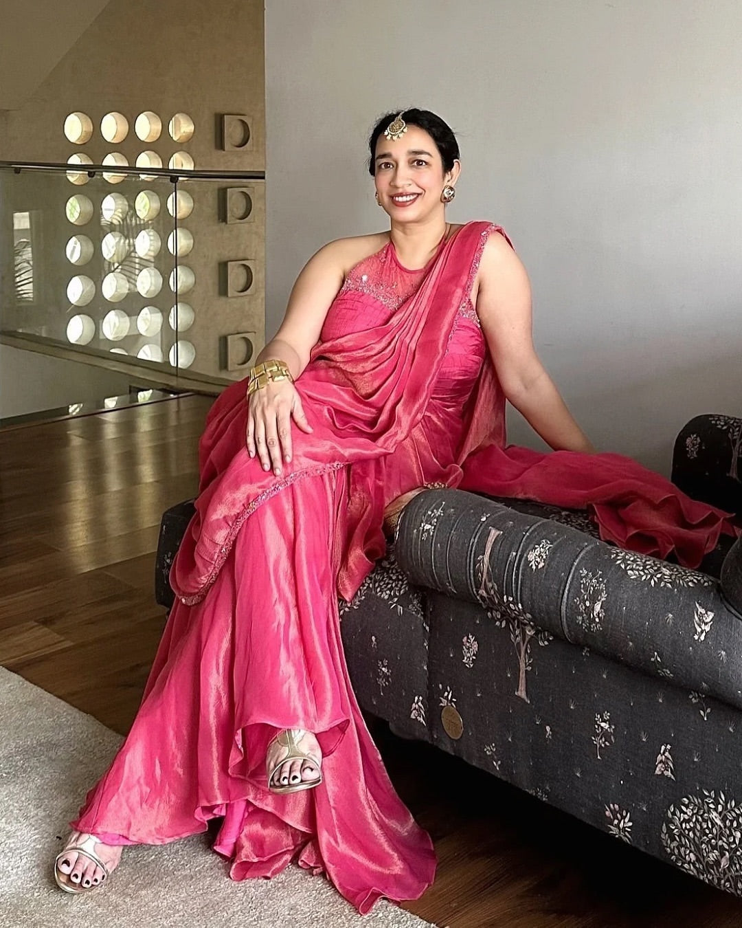 Lapetit Chef in Candy Pink Shine Draped Saree