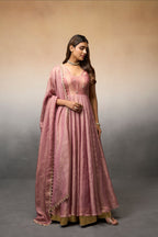 Dusty pink crush anarkali set