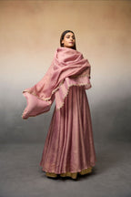 Dusty pink crush anarkali set