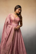 Dusty pink crush anarkali set