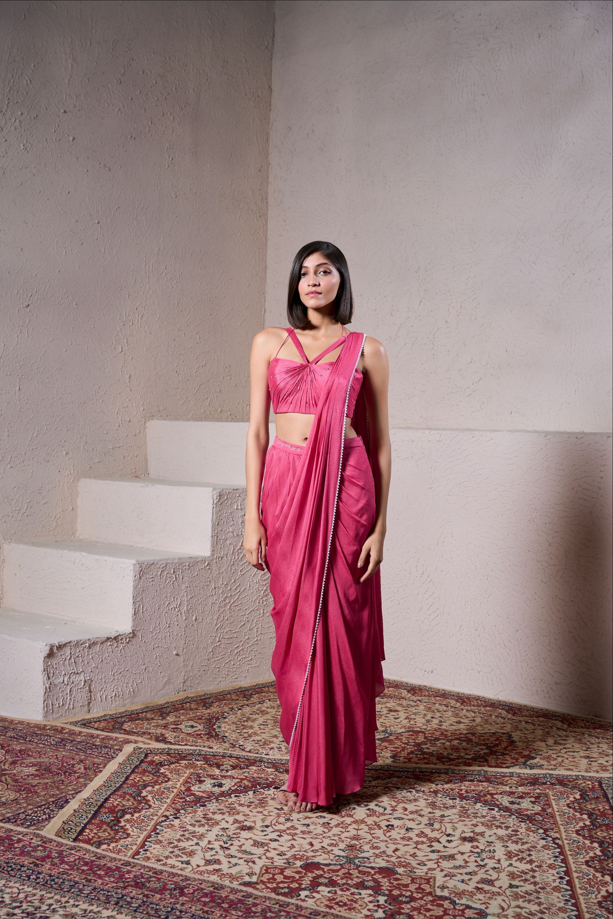 Candy Pink Draped Saree