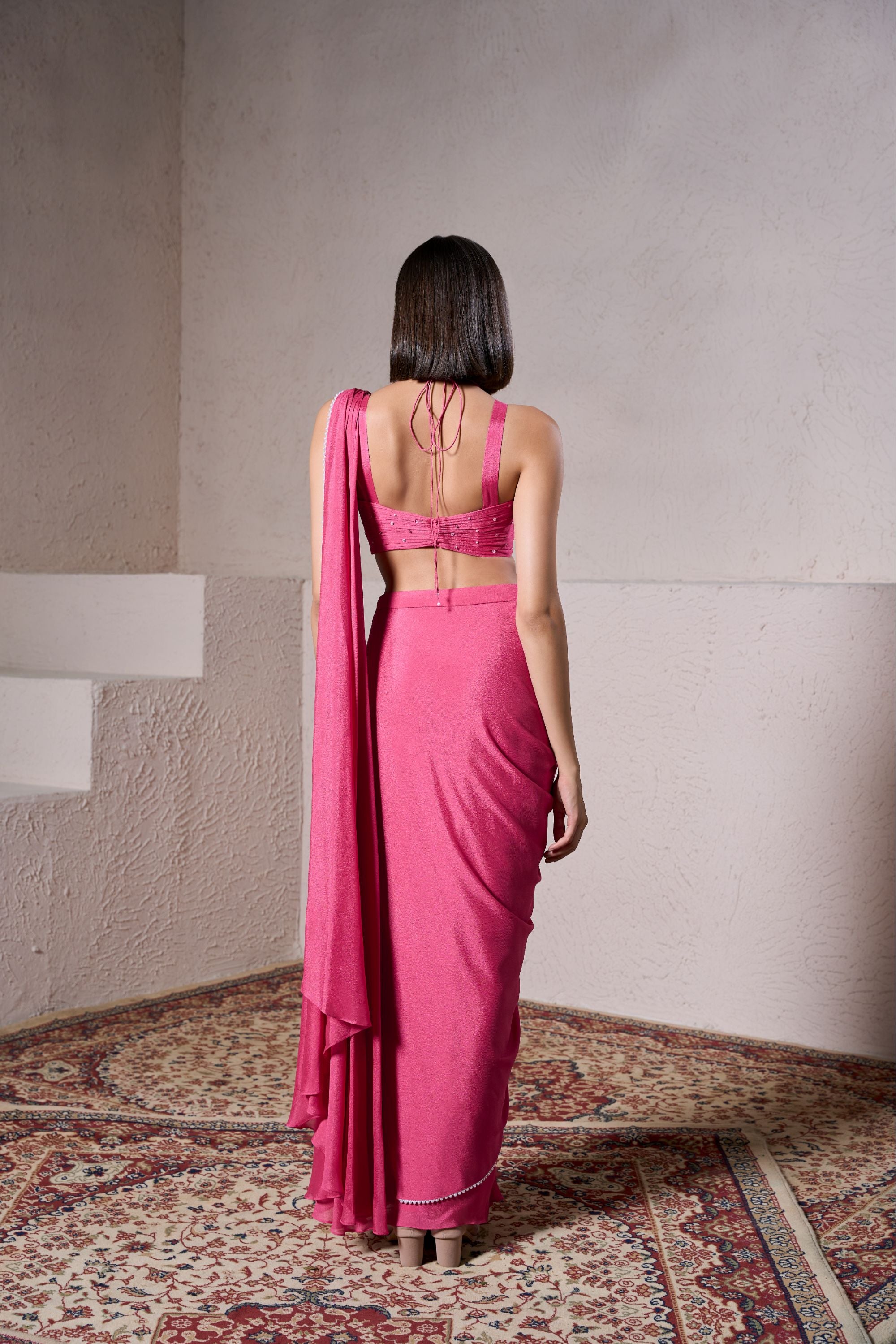 Candy Pink Draped Saree