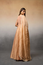 Peach tissue anarkali