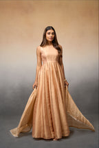 Peach tissue anarkali