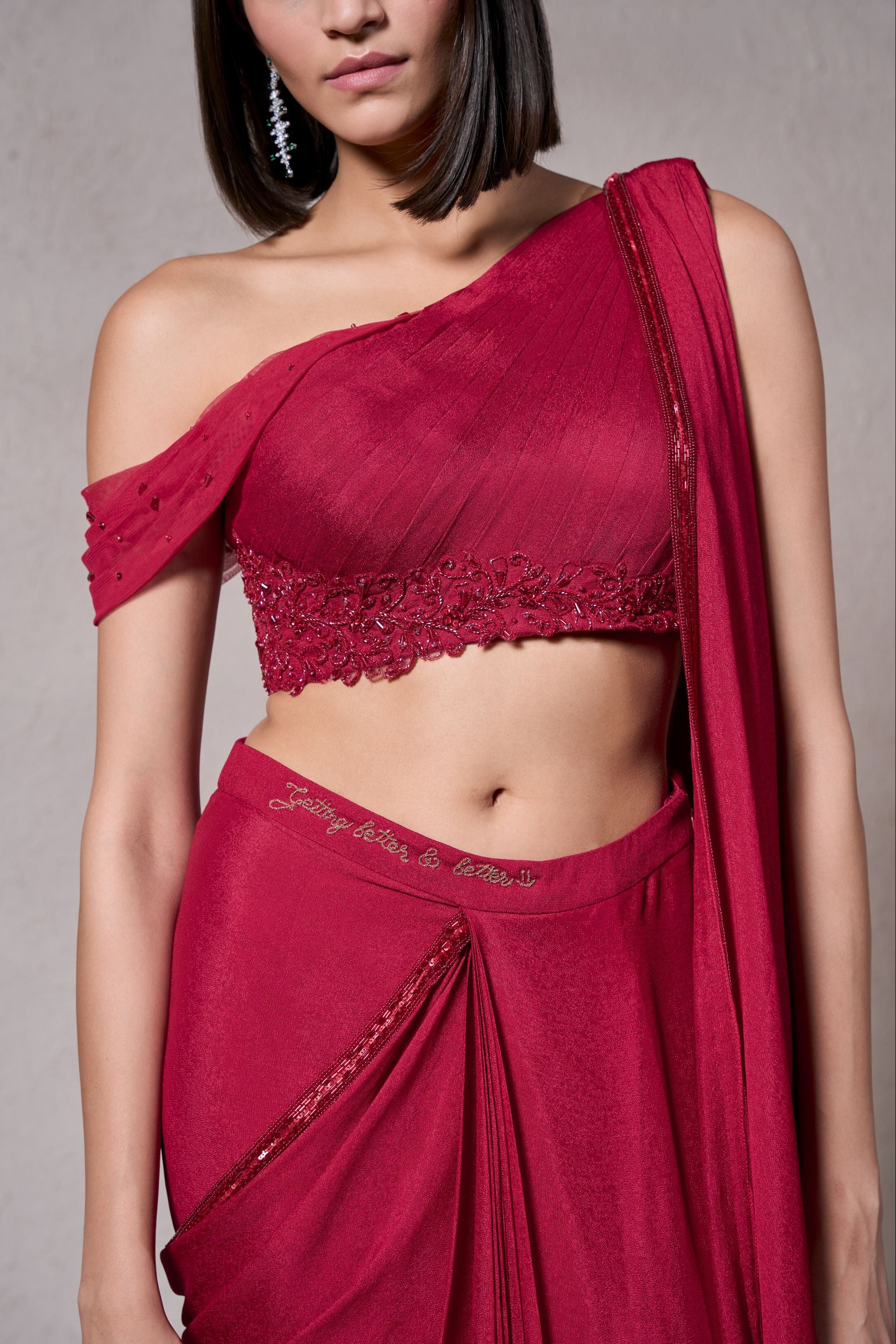 Berry Roman Drape Saree