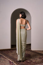 Minty Gold Draped Saree