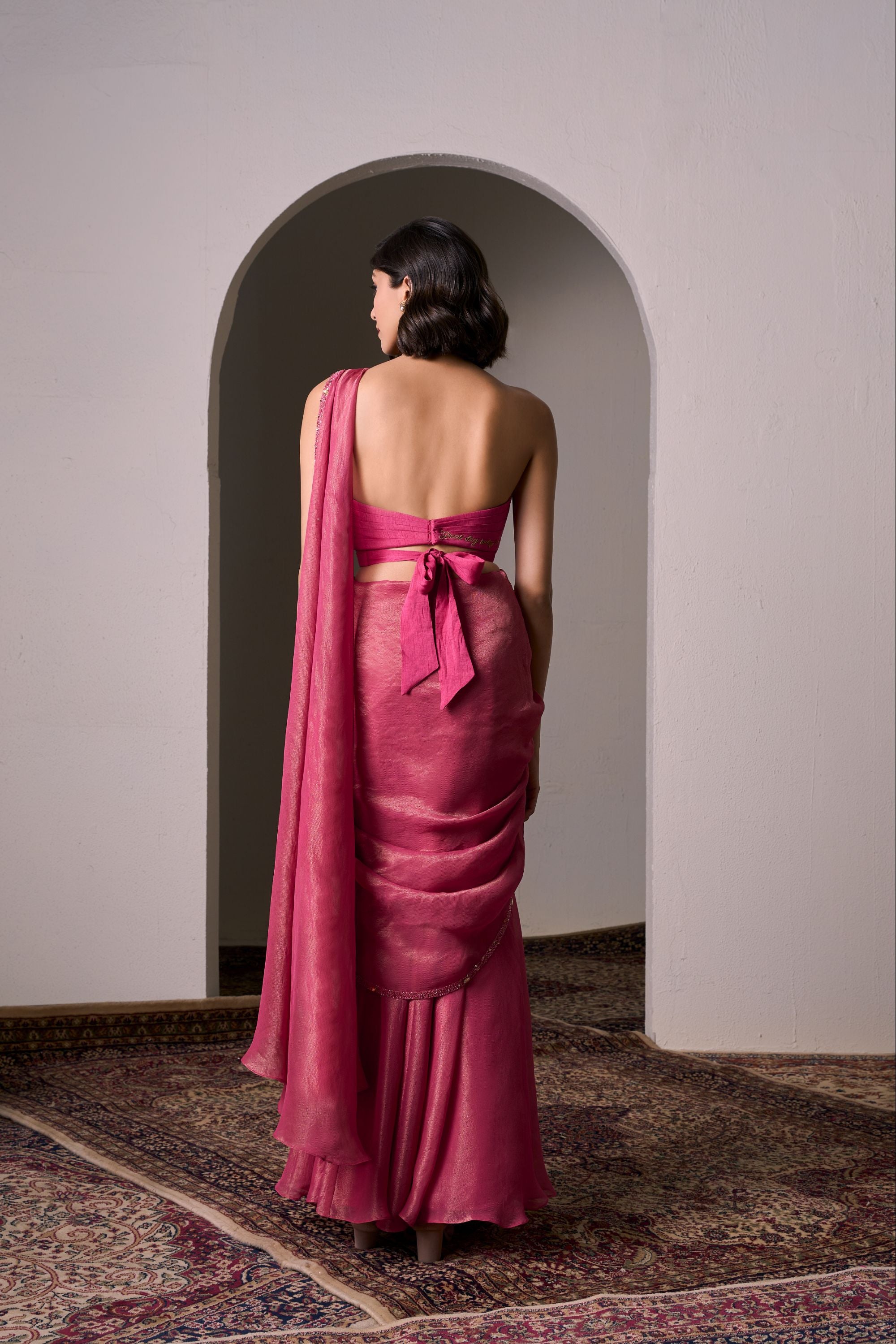 Candy Pink Shine Draped Saree