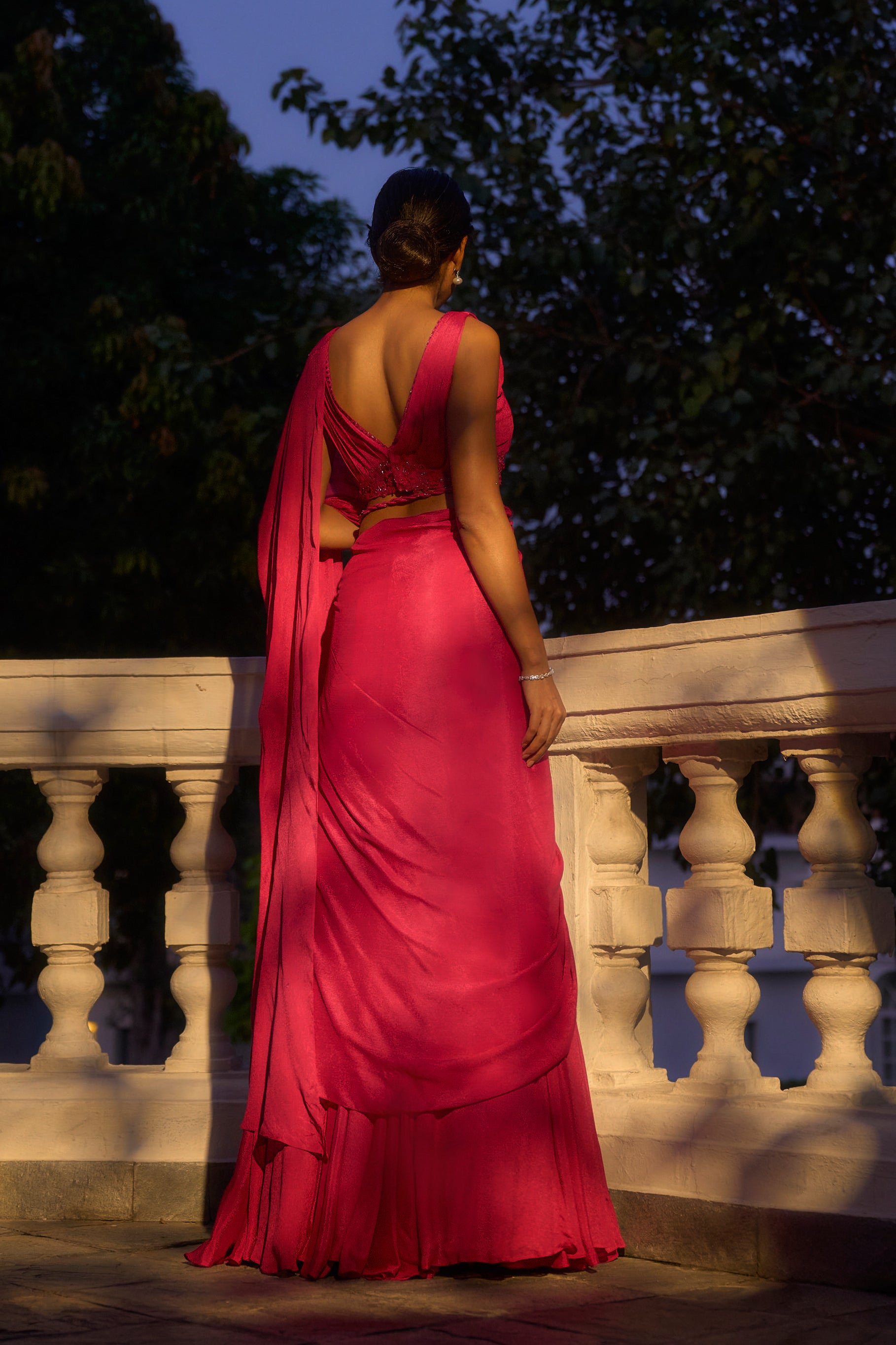 Rose Draped Saree Set