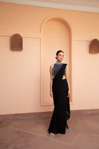 Black Nigra pre draped saree