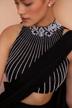 Black Nigra pre draped saree