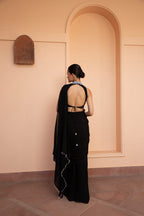 Black Nigra pre draped saree