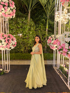 Priyanka Panchal in Sage Green Fishcut Saree