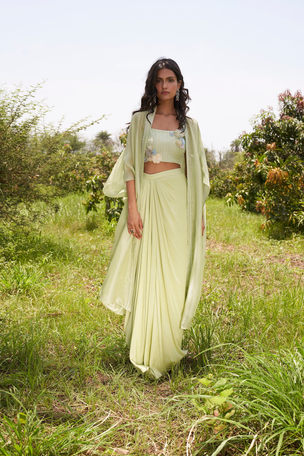 Shamita Shetty in Olivine Skirt Set